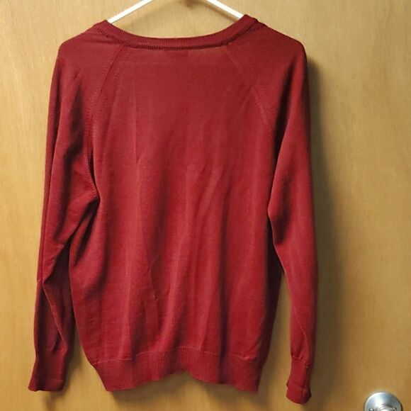 Vintage, Oleg Cassini Womans , Wool Blend Red Vneck Sweater, Size  Medium - Picture 4 of 4